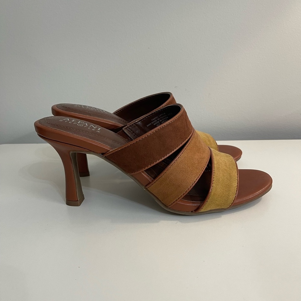 Alfani Brown and Tan Strappy Heels